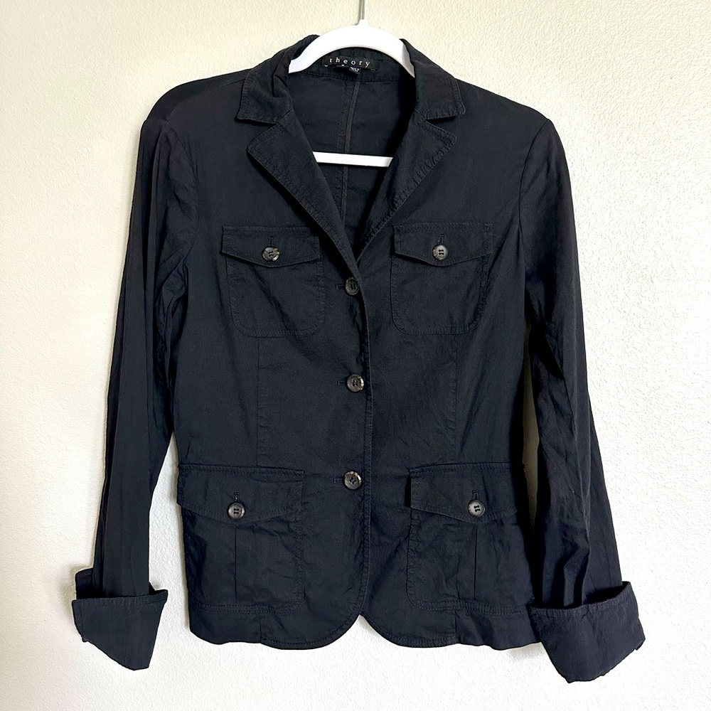 Theory Jacket Black Button Up Size 8 - image 1